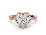 Rose gold Heart Cut Diamond Halo Pave Band with Four-Prong Setting_3