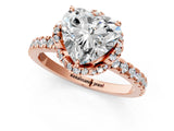 Rose gold Heart Cut Diamond Halo Pave Band with Four-Prong Setting_4