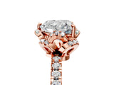 Rose gold Heart Cut Diamond Halo Pave Band with Four-Prong Setting_8