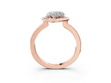 Rose gold Heart Cut Diamond Halo Ring with Bezel Frame and Pavé Band_10