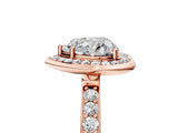 Rose gold Heart Cut Diamond Halo Ring with Bezel Frame and Pavé Band_12