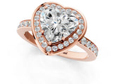 Rose gold Heart Cut Diamond Halo Ring with Bezel Frame and Pavé Band_8