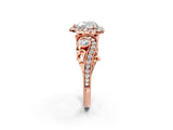 Rose gold Heart Cut Diamond Halo Ring with Milgrain Pavé Band and Four-Prong Setting_56