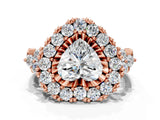 Rose gold Heart Cut Diamond Halo Ring with Pavé Band and Four-Prong Setting_58