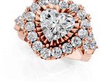 Rose gold Heart Cut Diamond Halo Ring with Pavé Band and Four-Prong Setting_59