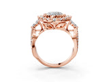 Rose gold Heart Cut Diamond Halo Ring with Pavé Band and Four-Prong Setting_61