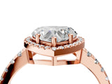 Rose gold Heart Cut Diamond Halo Ring with Pavé Band and Four-Prong Setting_7