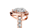 Rose gold Heart Cut Diamond Halo Ring with Pavé Band and Four-Prong Setting_8