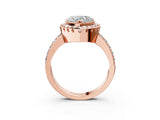 Rose gold Heart Cut Diamond Halo Ring with Pavé Band and Prong Setting_6