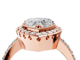 Rose gold Heart Cut Diamond Halo Ring with Pavé Band and Prong Setting_7