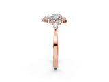Rose gold Heart Cut Diamond Halo Ring with Pear Side Stones and Prong Setting_59