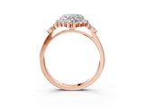Rose gold Heart Cut Diamond Halo Ring with Pear Side Stones and Prong Setting_60