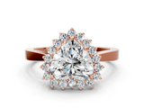 Rose gold Heart Cut Diamond Halo Ring with Round Brilliant Halo and Solitaire Band_89