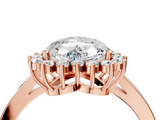 Rose gold Heart Cut Diamond Halo Ring with Round Brilliant Halo and Solitaire Band_93
