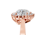 Rose gold Heart Cut Diamond Halo Ring with Round Brilliant Halo and Solitaire Band_94