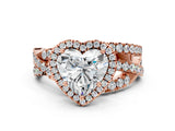 Rose gold Heart Cut Diamond Halo Ring with Round Split Shank and Prong Setting_36