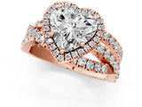 Rose gold Heart Cut Diamond Halo Ring with Round Split Shank and Prong Setting_37
