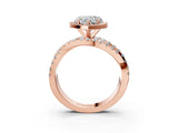 Rose gold Heart Cut Diamond Halo Ring with Round Split Shank and Prong Setting_39