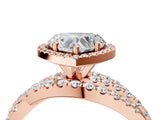 Rose gold Heart Cut Diamond Halo Ring with Round Split Shank and Prong Setting_40