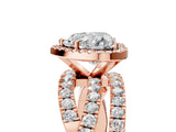 Rose gold Heart Cut Diamond Halo Ring with Round Split Shank and Prong Setting_41