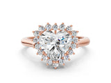 Rose gold Heart Cut Diamond Halo Ring with Solitaire Band and Prong Setting_68