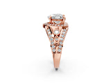 Rose gold Heart Cut Diamond Halo Ring with Split Shank and Bezel Accents and Four-Prong Setting_11