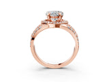 Rose gold Heart Cut Diamond Halo Ring with Split Shank and Bezel Accents and Four-Prong Setting_12
