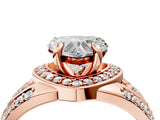 Rose gold Heart Cut Diamond Halo Ring with Split Shank and Bezel Accents and Four-Prong Setting_13