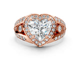 Rose gold Heart Cut Diamond Halo Ring with Split Shank and Bezel Accents and Four-Prong Setting_9