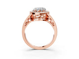 Rose gold Heart Cut Diamond Halo Ring with Split Shank and Bezel Accents and Prong Setting_17