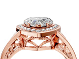 Rose gold Heart Cut Diamond Halo Ring with Split Shank and Bezel Accents and Prong Setting_18