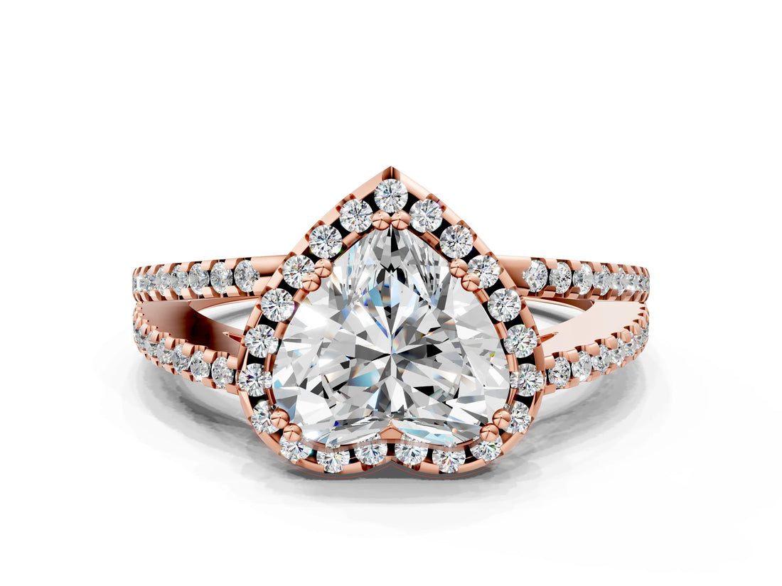 Rose gold Heart Cut Diamond Halo Split Shank Engagement Ring_39