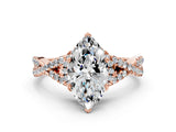 Rose gold Heart Cut Diamond  Halo Twist Band Solitaire Prong Setting Ring_24