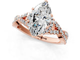 Rose gold Heart Cut Diamond  Halo Twist Band Solitaire Prong Setting Ring_25
