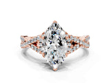 Rose gold Heart Cut Diamond  Halo Twist Band Solitaire Prong Setting Ring_42