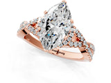 Rose gold Heart Cut Diamond  Halo Twist Band Solitaire Prong Setting Ring_43