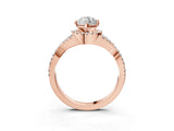 Rose gold Heart Cut Diamond  Halo Twist Band Solitaire Prong Setting Ring_45