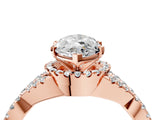 Rose gold Heart Cut Diamond  Halo Twist Band Solitaire Prong Setting Ring_46