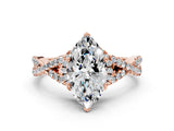 Rose gold Heart Cut Diamond  Halo Twist Band Solitaire Prong Setting Ring_73