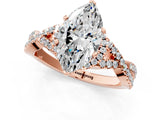 Rose gold Heart Cut Diamond  Halo Twist Band Solitaire Prong Setting Ring_74