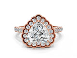 Rose gold Heart Cut Diamond Milgrain Floral Halo Engagement Ring with Pavé Band_21