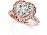 Rose gold Heart Cut Diamond Milgrain Floral Halo Engagement Ring with Pavé Band_22