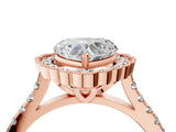 Rose gold Heart Cut Diamond Milgrain Floral Halo Engagement Ring with Pavé Band_25