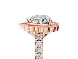 Rose gold Heart Cut Diamond Milgrain Floral Halo Engagement Ring with Pavé Band_26