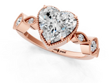 Rose gold Heart Cut Diamond Milgrain Marquise Band with Prong Setting_4