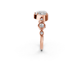 Rose gold Heart Cut Diamond Milgrain Marquise Band with Prong Setting_5