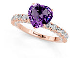 Rose gold Heart Cut Diamond Pavé Band Solitaire Ring with Prong Setting_1