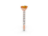 Rose gold Heart Cut Diamond Pavé Band Solitaire Ring with Prong Setting_2