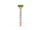 Rose gold Heart Cut Diamond Pavé Band Solitaire Ring with Prong Setting_2