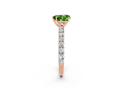 Rose gold Heart Cut Diamond Pavé Band Solitaire Ring with Prong Setting_2